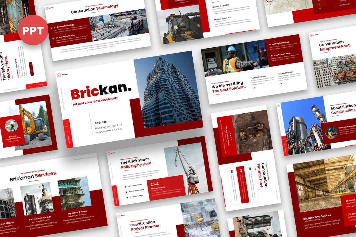 Brickan - Template Powerpoint Konstruksi yang Menarik