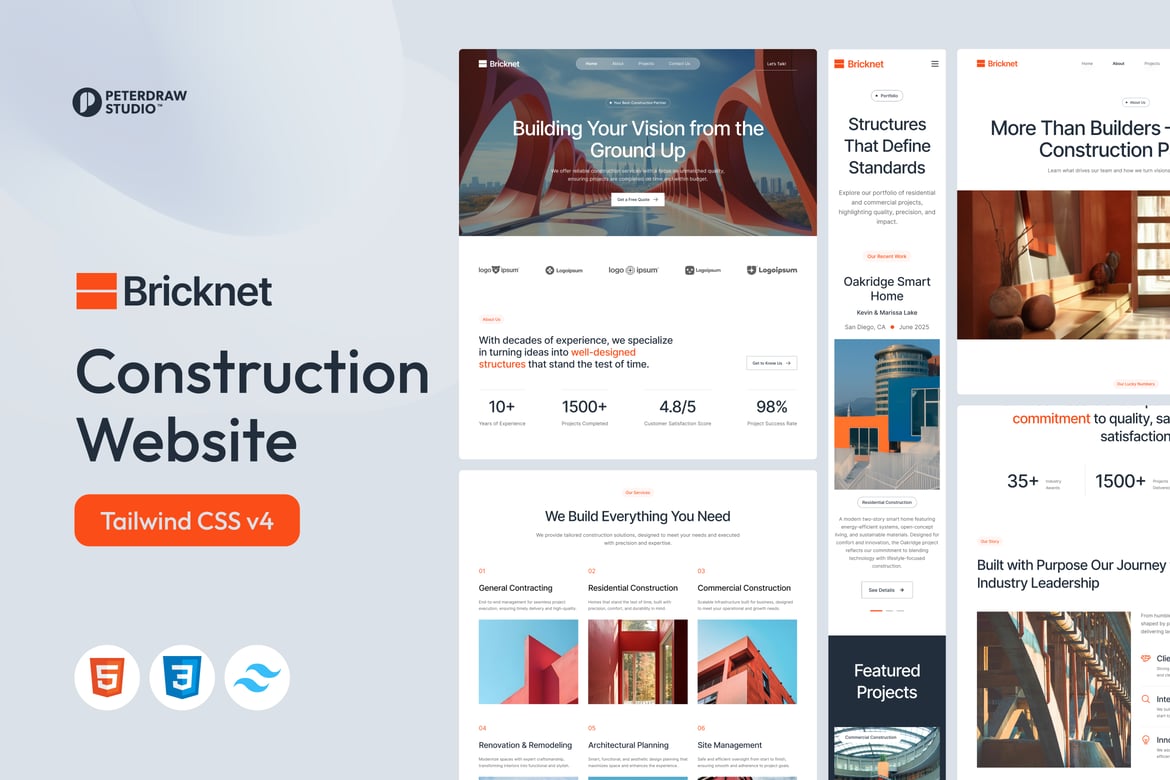 Bricknet - Template Website Perusahaan Konstruksi Modern