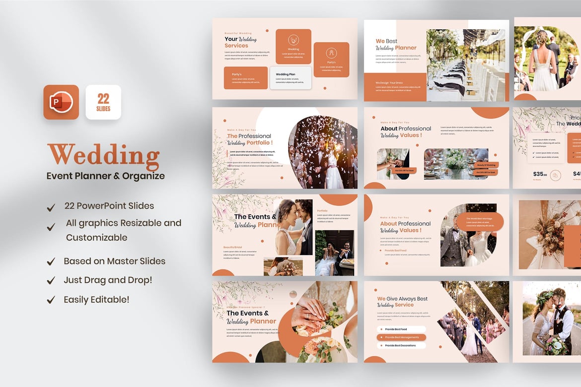 Template Presentasi PowerPoint Perencanaan Pernikahan yang Menawan