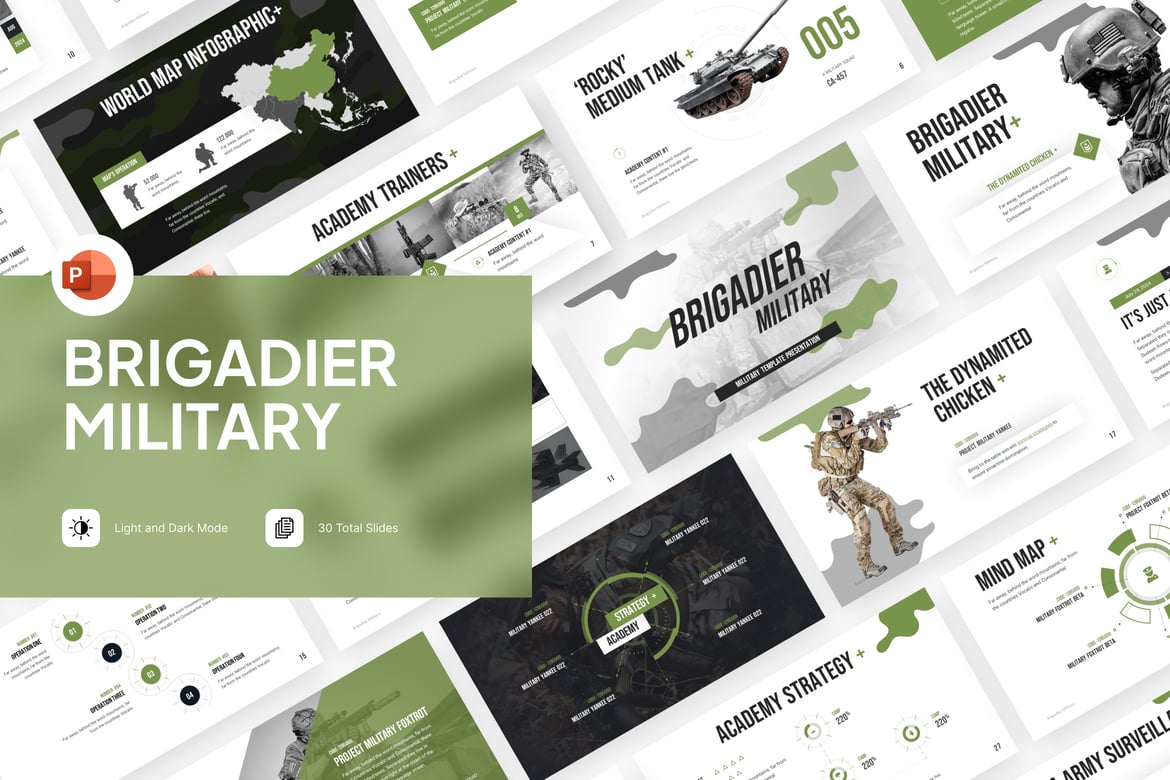 Template PowerPoint Militer Brigadir yang Menarik dan Profesional
