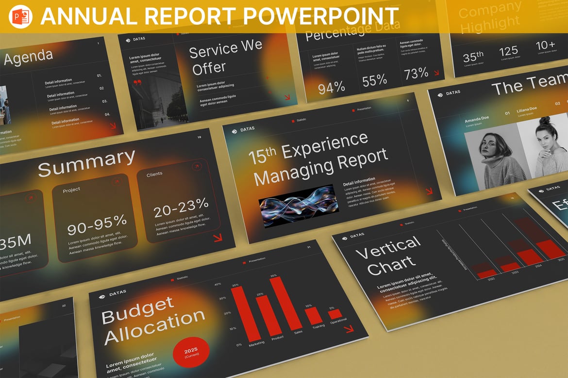 Template Presentasi PowerPoint Animasi Cerah untuk Laporan Tahunan