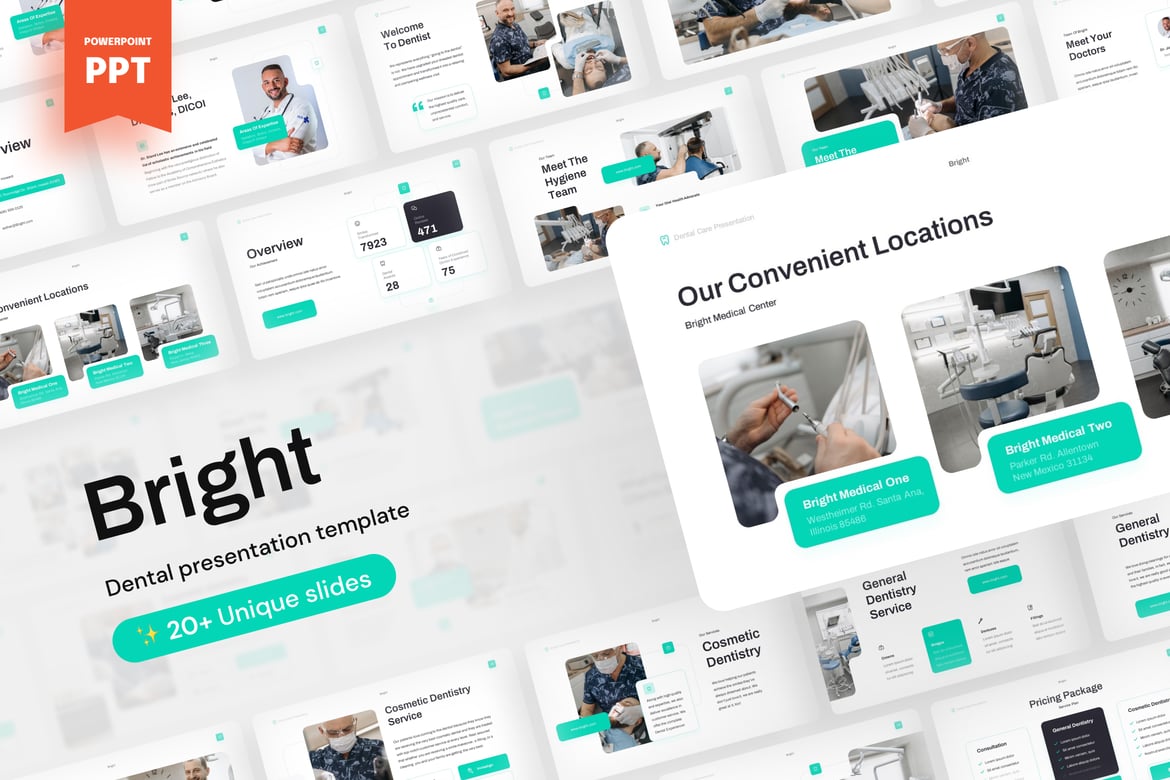 Template PowerPoint Bright - Presentasi Spa Gigi yang Menarik