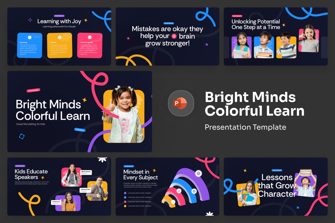 Template Presentasi PowerPoint Ceria untuk Pikiran Cemerlang