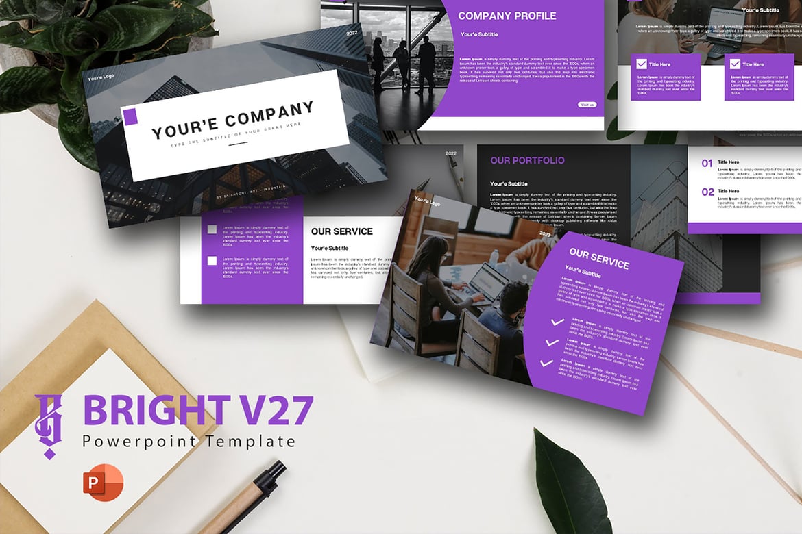 Template Powerpoint Modern Bright V27 untuk Presentasi Menarik