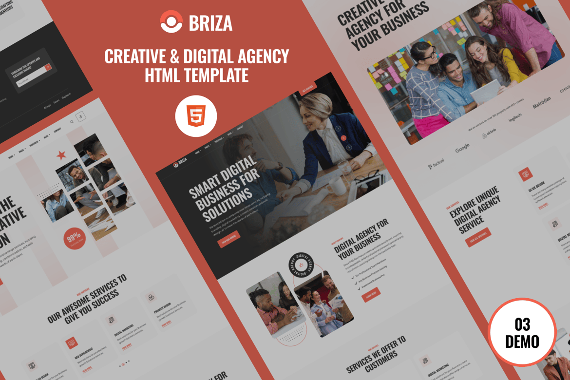 Briza – Template Website Kreatif untuk Agensi Digital yang Menarik