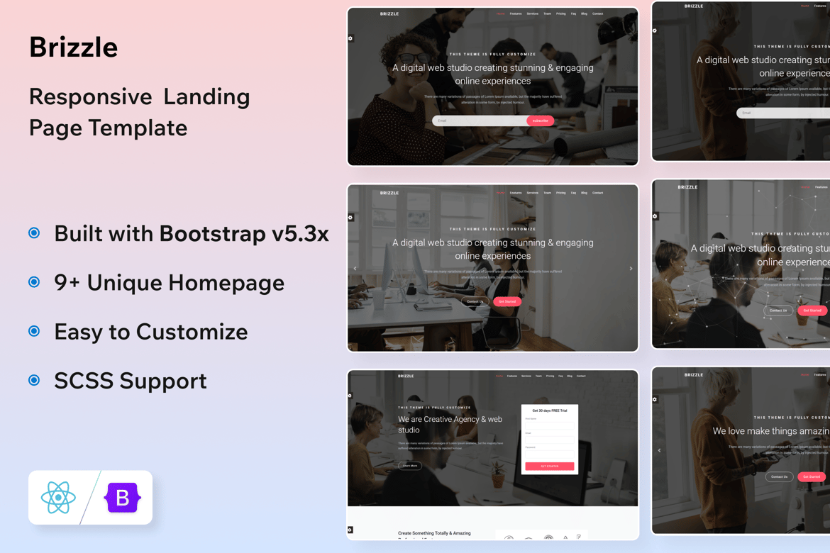 Brizzle - Template Website Landing Page React yang Serbaguna