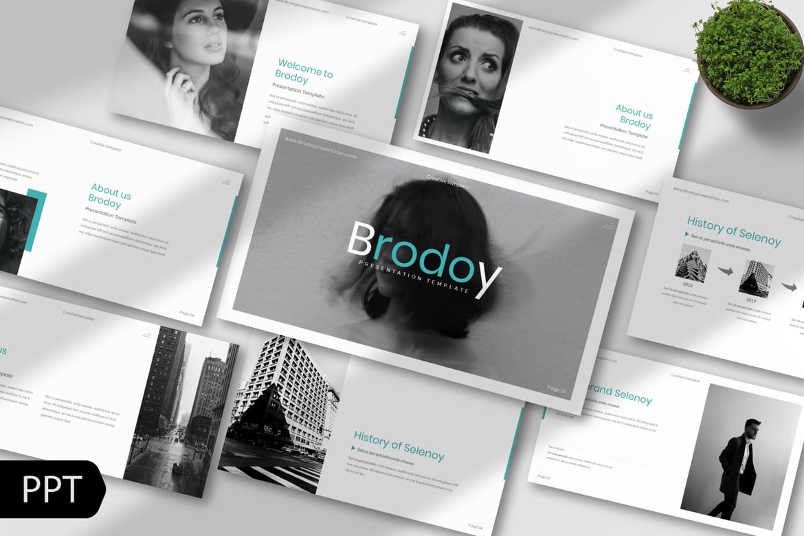 Template PowerPoint Kreatif Brodoy untuk Presentasi Profesional