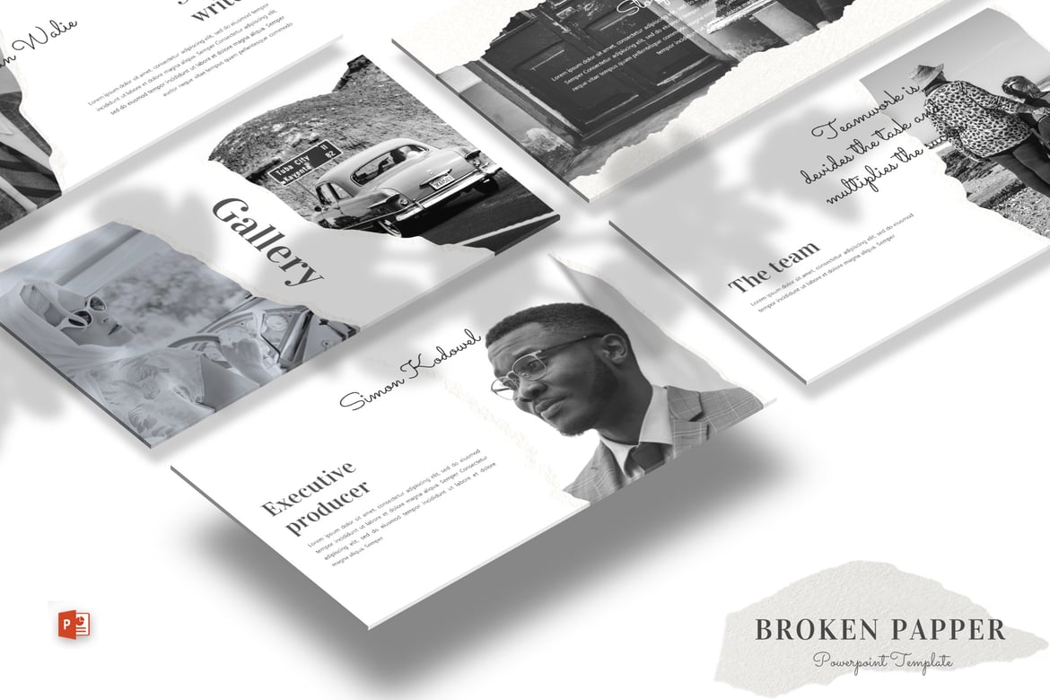 Template Presentasi PowerPoint Broken Papper yang Modern dan Elegan