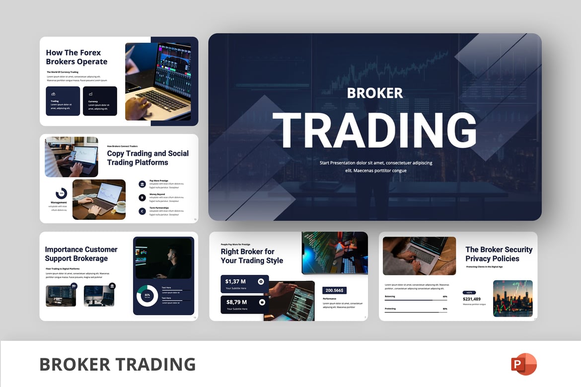 Template Presentasi PowerPoint Broker Trading yang Profesional dan Menarik