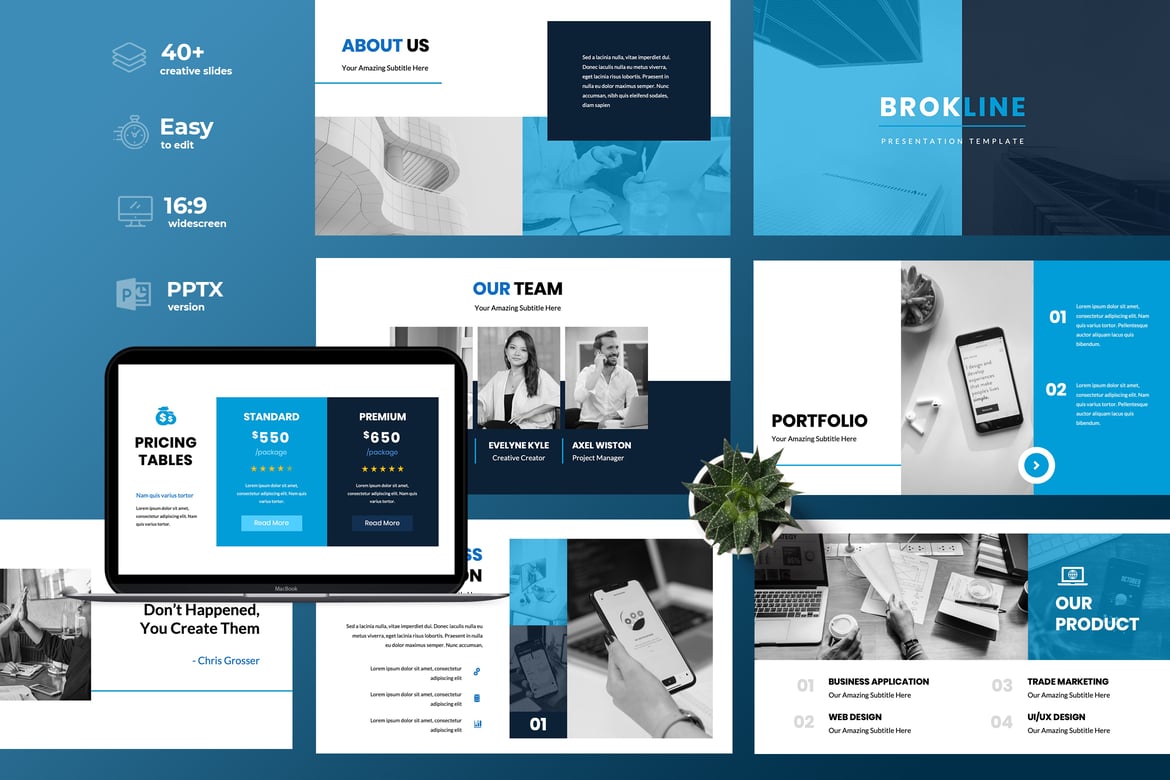 Brokline - Template Presentasi Powerpoint Profesional