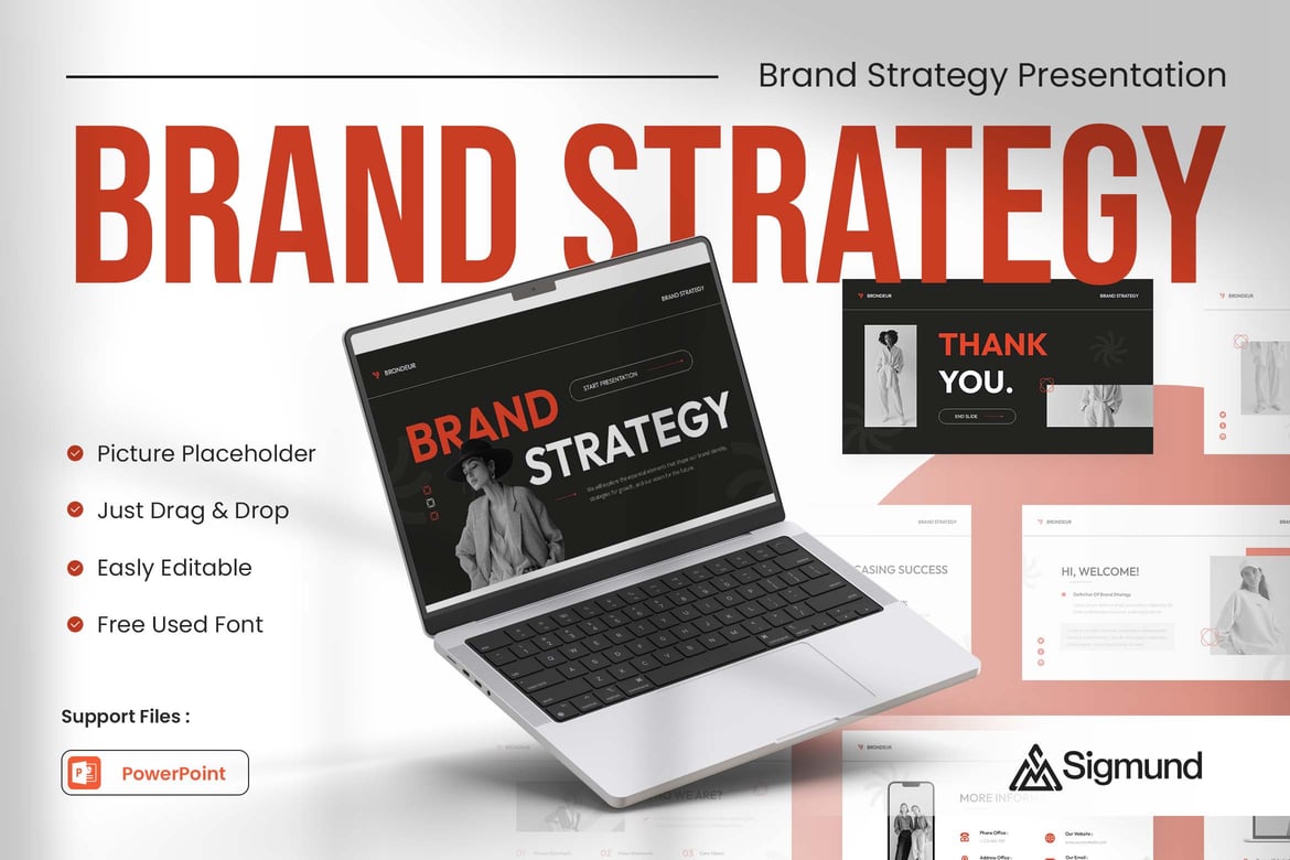 Template Powerpoint Strategi Brand Brondeur yang Menarik