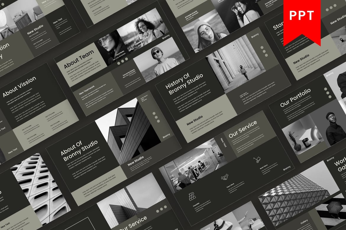 Template PowerPoint Bisnis Bronny yang Menarik