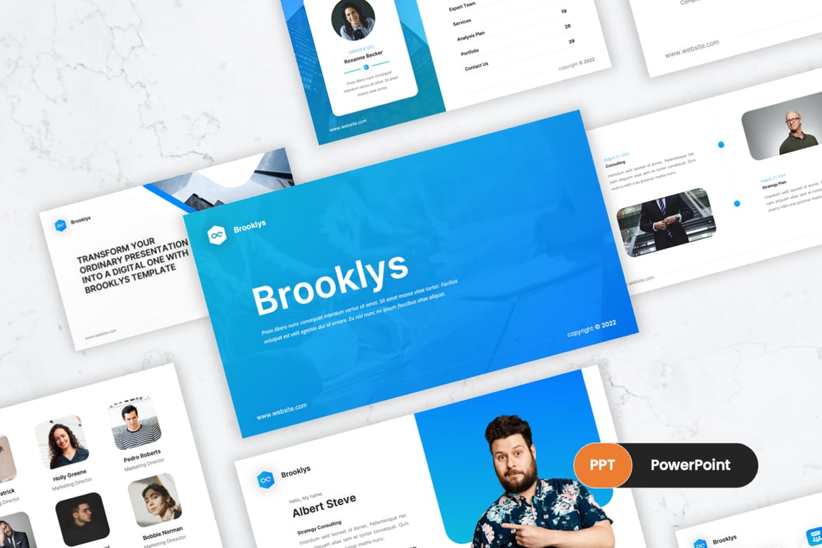 Brooklys - Template PowerPoint Bisnis Korporat yang Menarik