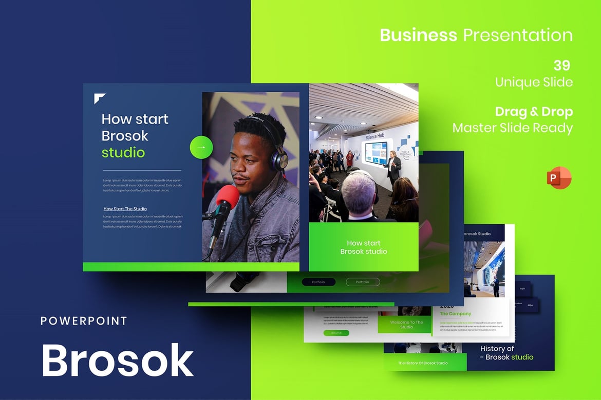 Brosok – Template PowerPoint Bisnis yang Menarik