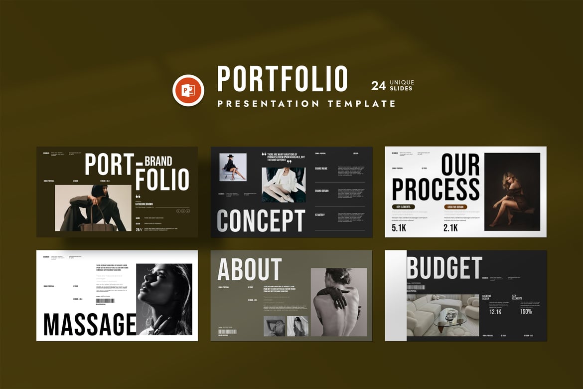 Template PowerPoint Portfolio Brand Cokelat yang Menarik
