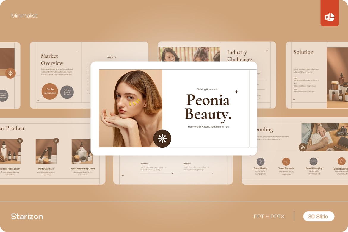 Template PowerPoint Pitch Deck Minimalis Coklat • 002