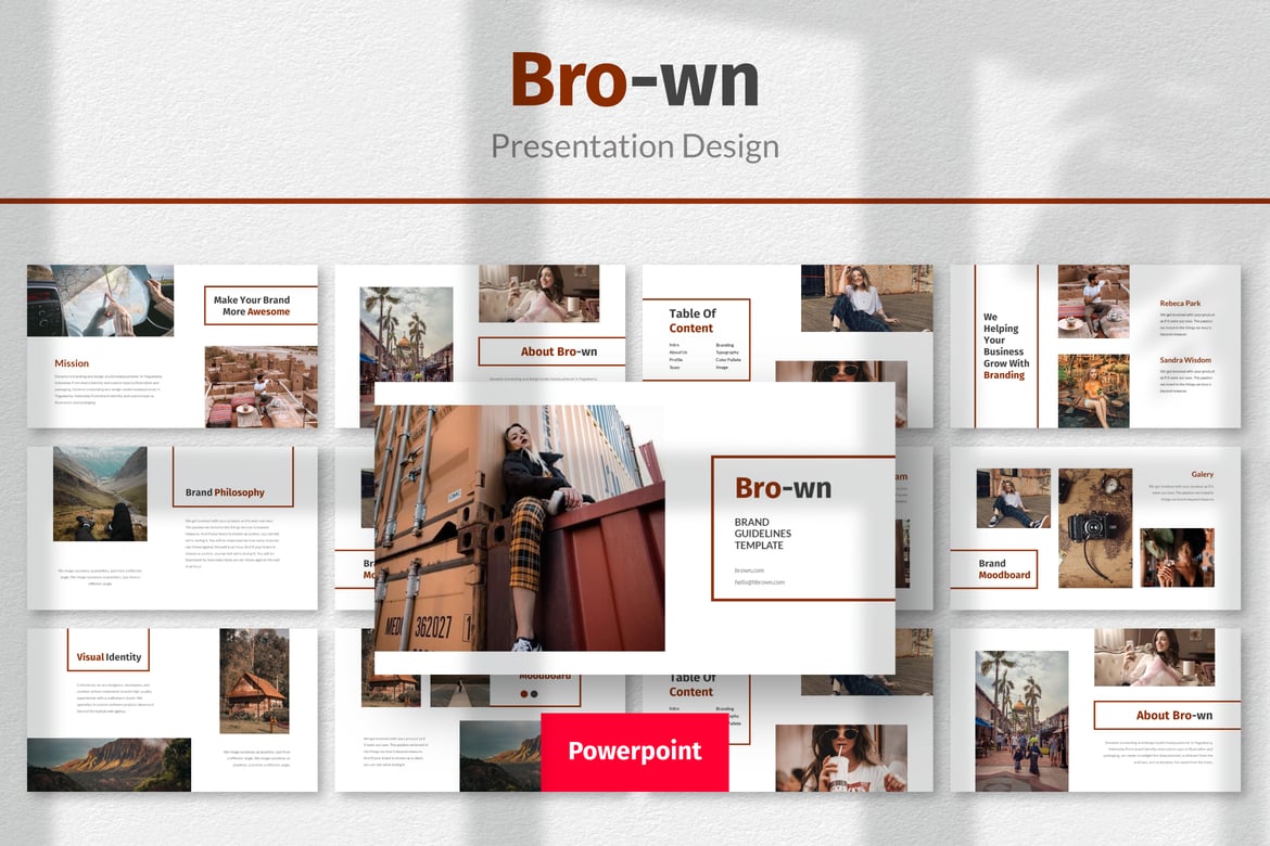 Template Presentasi Powerpoint Brown yang Elegan dan Profesional