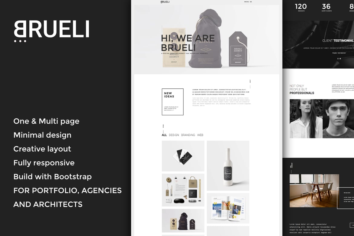 Brueli - Template Website Portofolio Minimalis untuk Agensi dan Arsitek