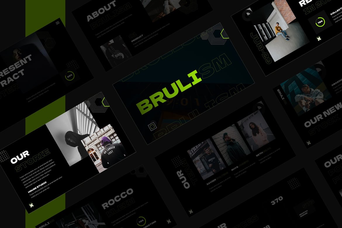BRULISM - Template PowerPoint Abstrak yang Berwarna Cerah dan Modern