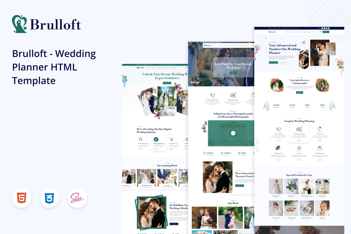 Brulloft – Template Website Perencana Pernikahan HTML5 yang Elegan