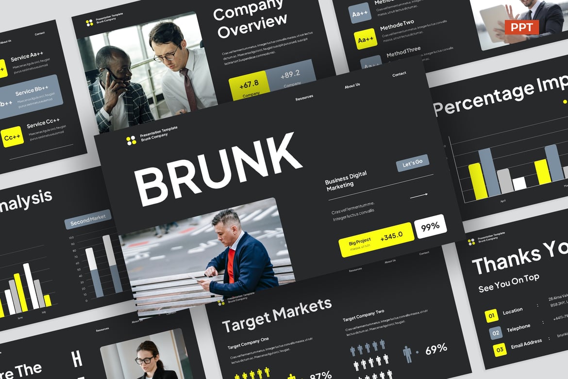 Brunk - Template PowerPoint Bisnis Kreatif yang Menarik