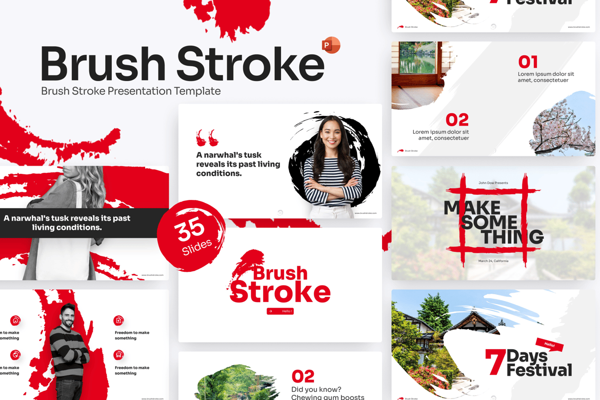 Template PowerPoint Tinta Sikat yang Menarik dan Kreatif