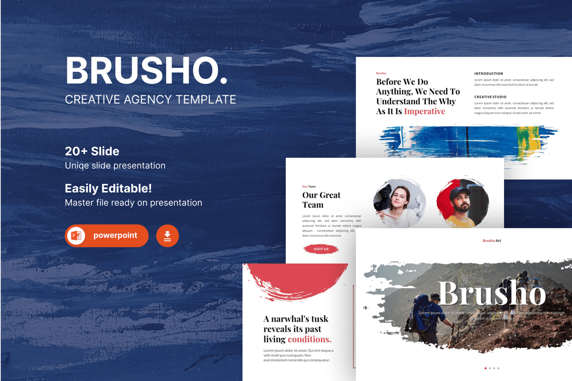 Brusho – Template PowerPoint Kreatif dengan Sentuhan Lukisan