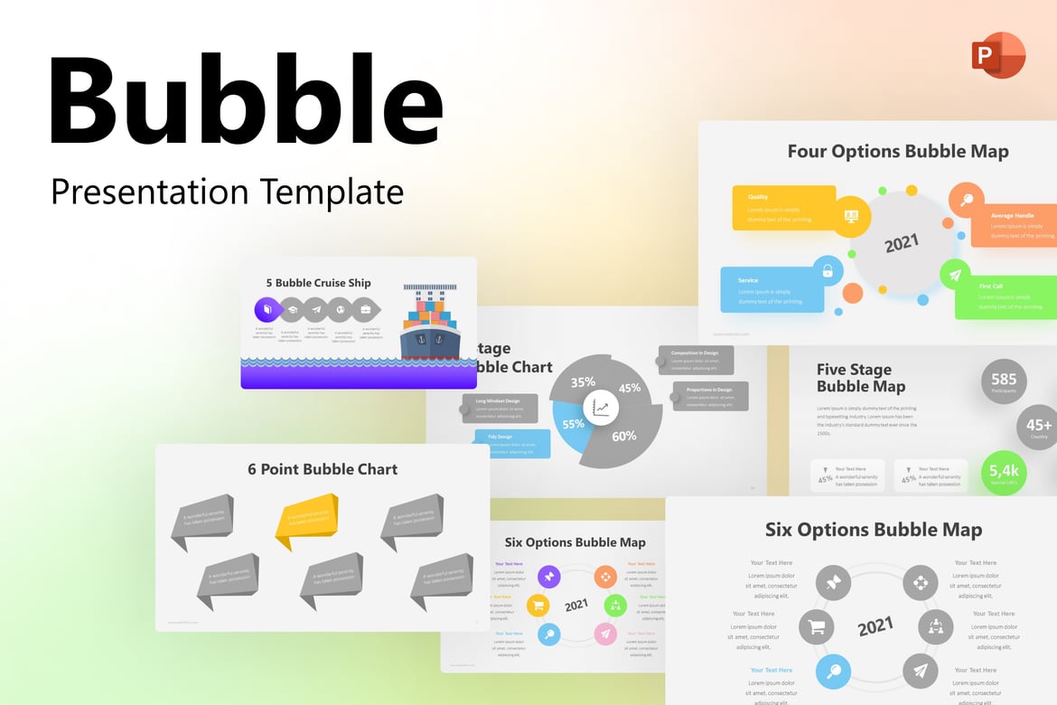 Template PowerPoint Infografis Gelembung yang Menarik