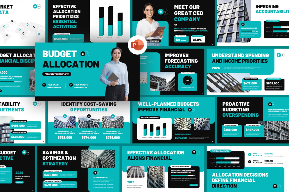 Template Presentasi PowerPoint Alokasi Anggaran yang Efektif