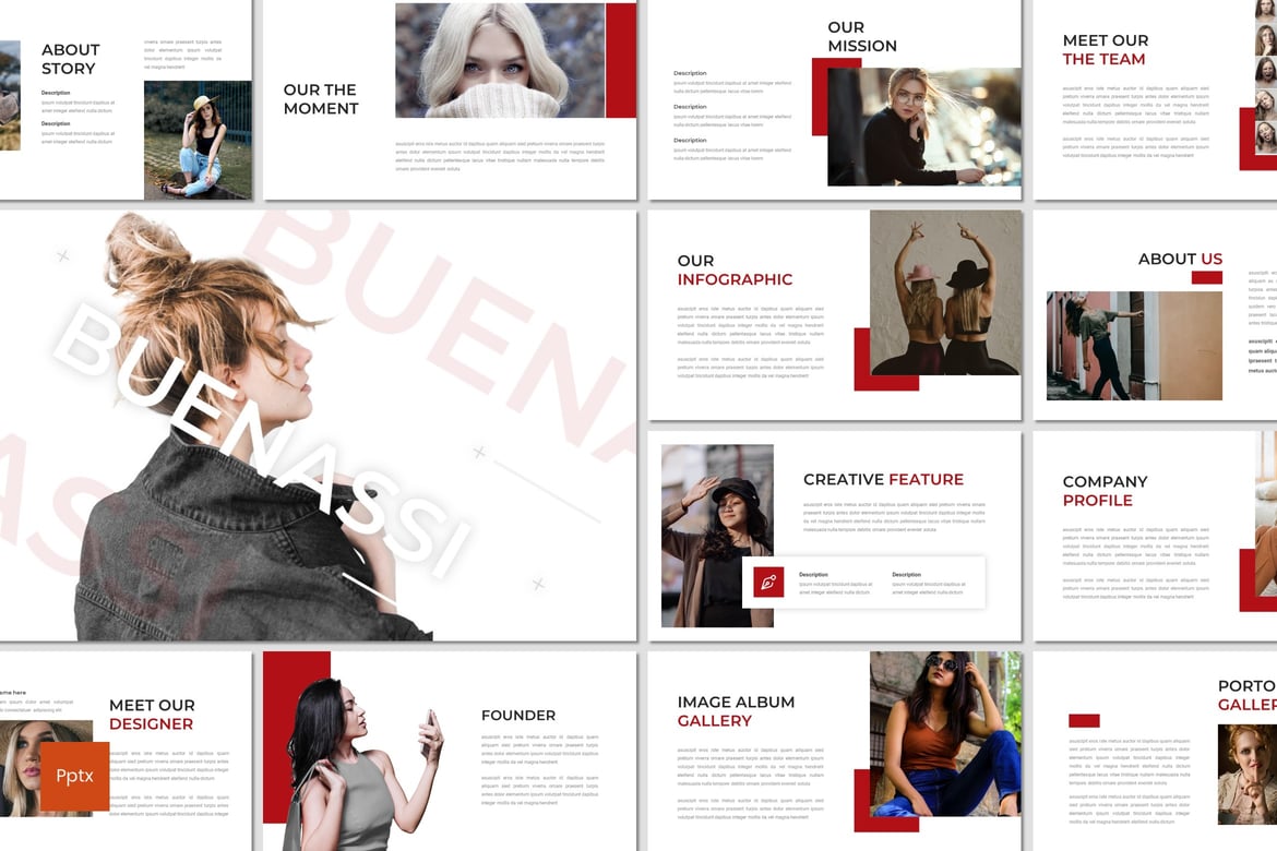 Template Presentasi Buenassi - Powerpoint Lookbook yang Menarik