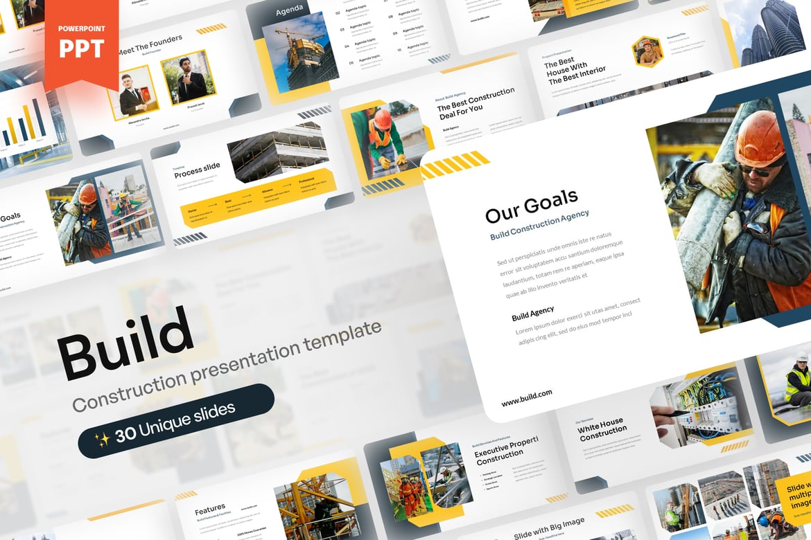 Template Presentasi PowerPoint untuk Proyek Konstruksi yang Menarik
