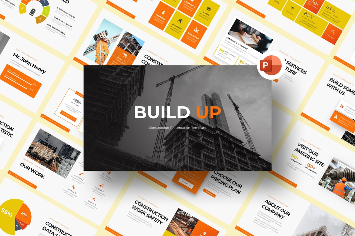 Template PowerPoint Konstruksi yang Menarik dan Profesional