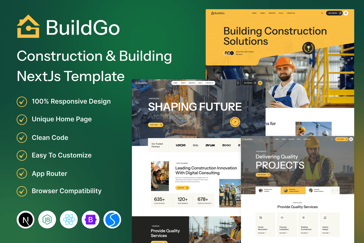 BuildGo - Template Website Konstruksi & Bangunan Berbasis NextJS