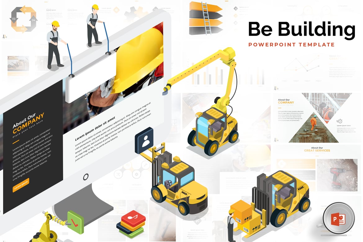 Template PowerPoint Bangunan & Konstruksi yang Menarik
