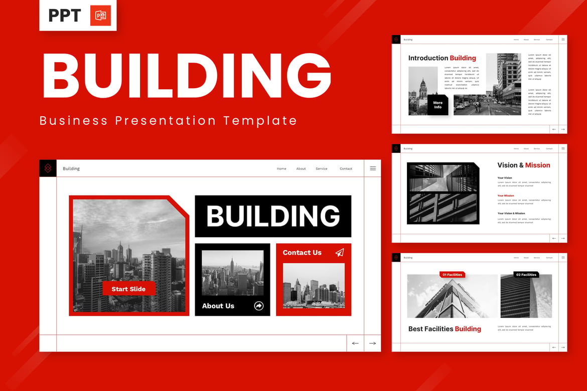 Template Powerpoint Bisnis: Desain Bangunan Modern