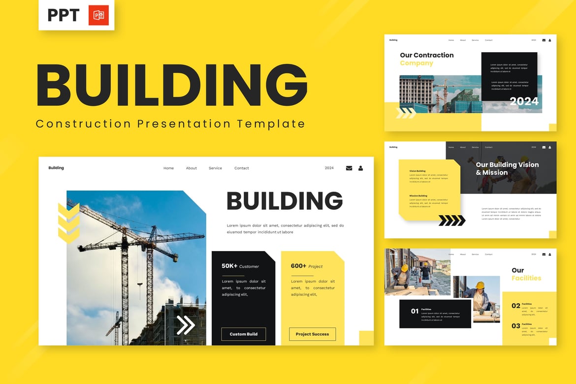 Template Powerpoint Konstruksi yang Modern dan Menarik