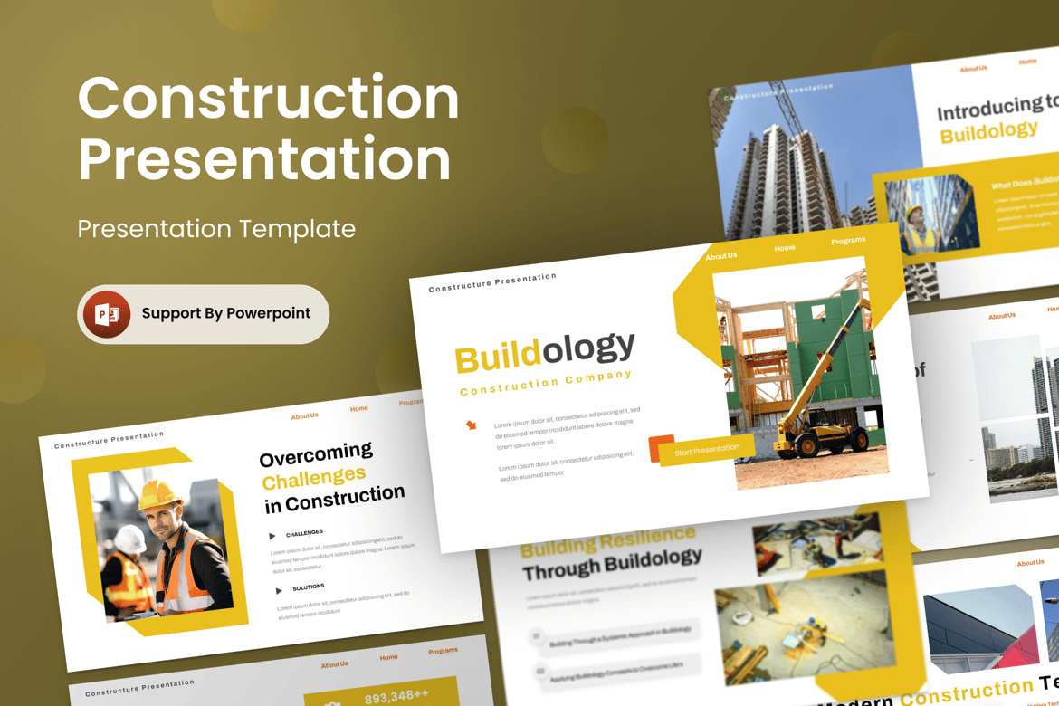 Buildology - Template PowerPoint Konstruksi yang Profesional