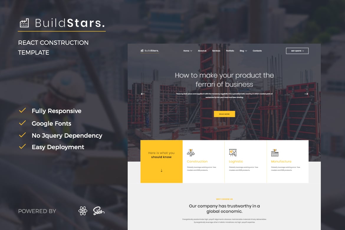 BuildStars - Template Website Konstruksi Berbasis React