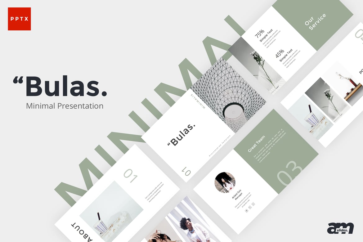 Template PowerPoint Bulas Minimalis yang Kreatif dan Elegan