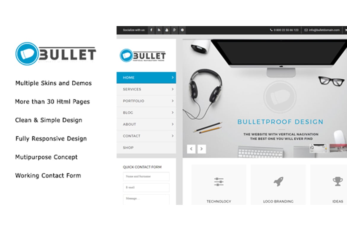 Template Website Menu Vertikal Serbaguna yang Modern