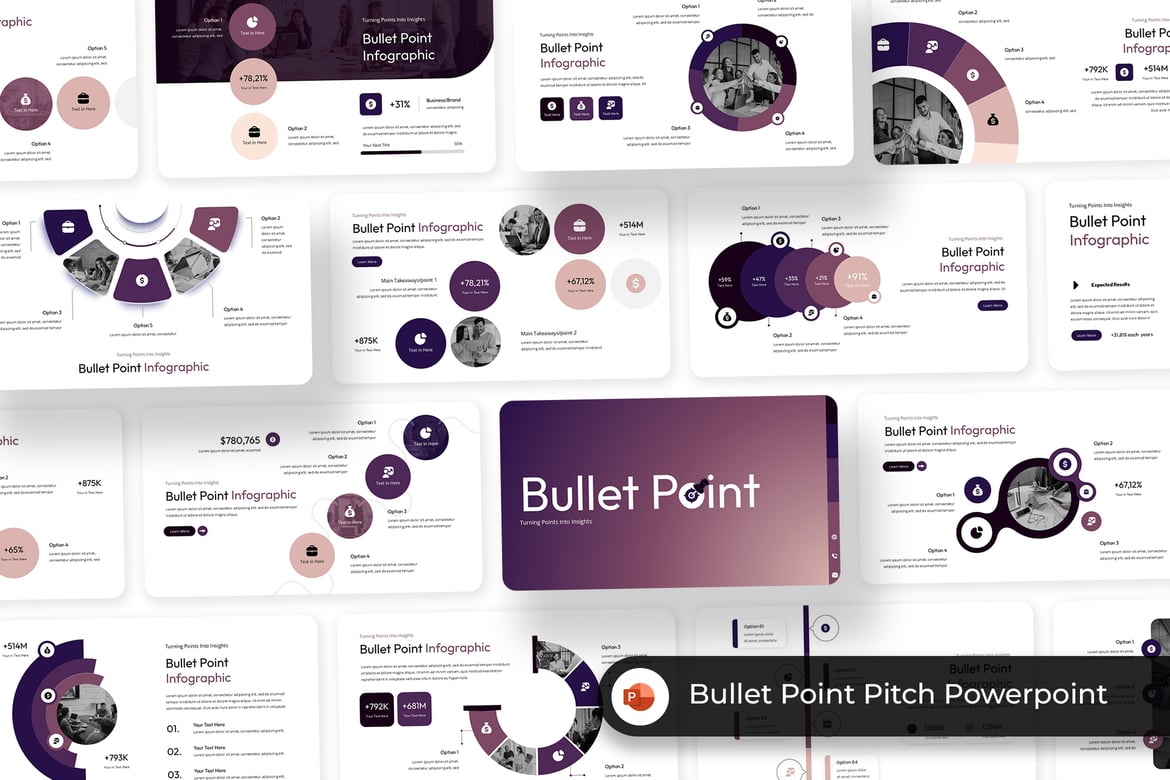 Template Powerpoint Infografis Lingkaran dengan Poin-Poin
