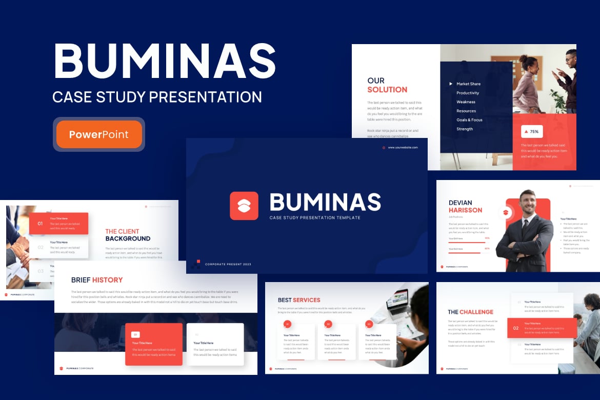 Buminas - Template Presentasi PowerPoint untuk Studi Kasus yang Menarik