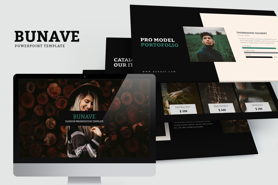 Bunave: Template Powerpoint Lookbook Fashion Alam yang Menawan