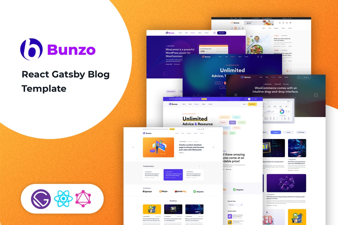 Bunzo - Template Website Blog Modern Berbasis React Gatsby