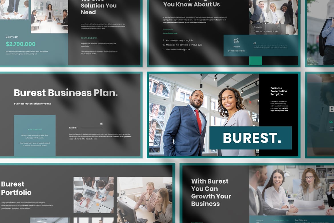 Template Presentasi Burest - PowerPoint untuk Bisnis yang Menarik