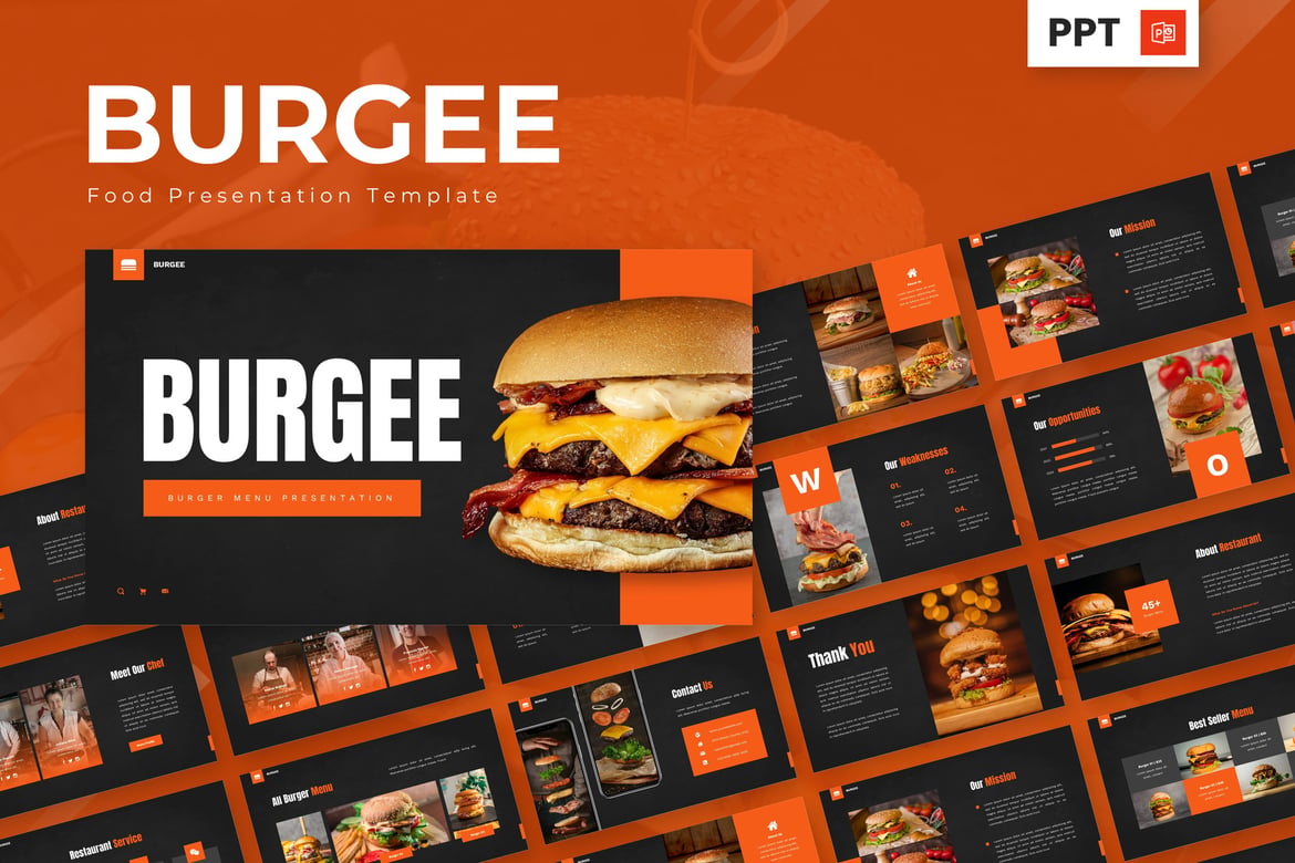 Template Presentasi Powerpoint Burgee - Kekuatan Burger
