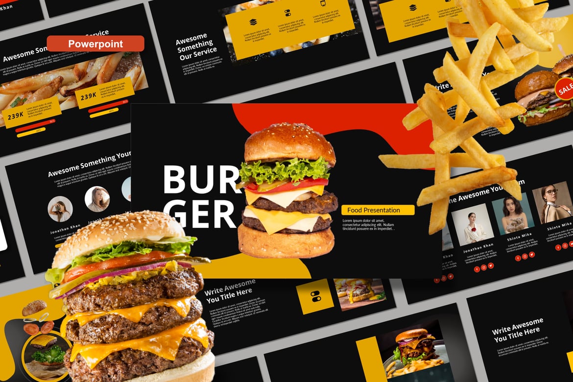 Template PowerPoint Burger yang Menarik dan Serbaguna