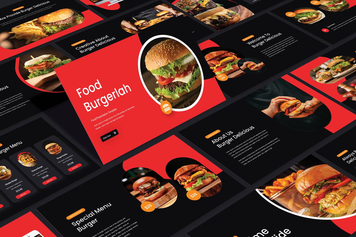 Template Powerpoint Burgerlah yang Modern dan Kreatif