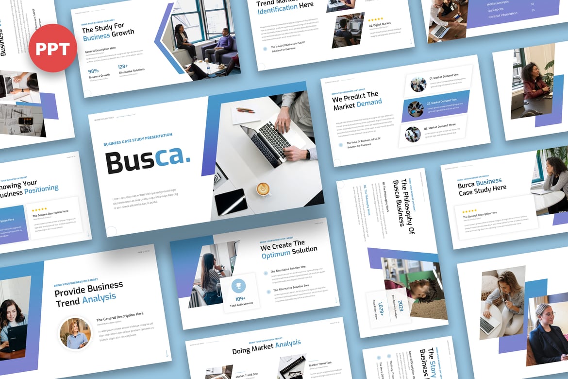 Template Presentasi Kasus Bisnis - Busca Powerpoint