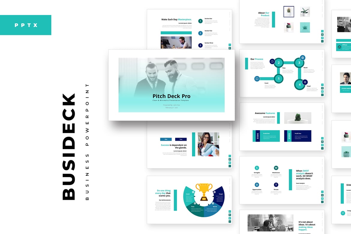 Template Presentasi PowerPoint BusiDeck yang Menarik